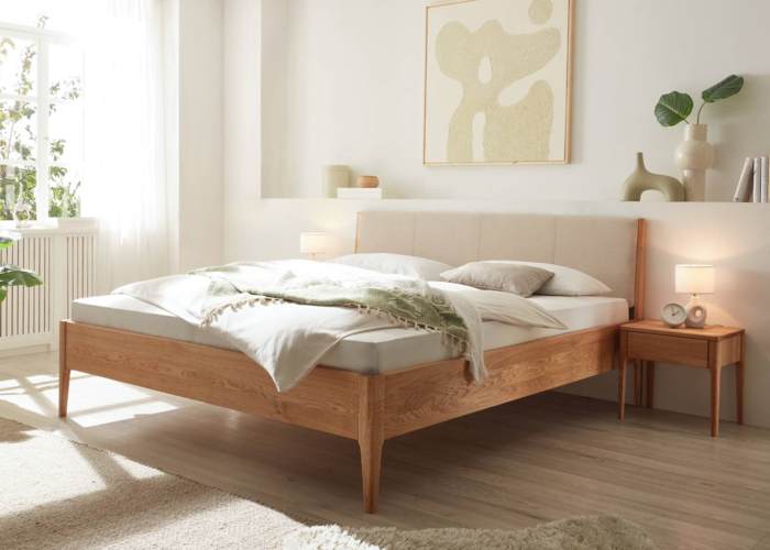 Metaalvrij houten bed Monterey
