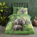 Kinder dekbedovertrek Baby olifant met moeder op bed