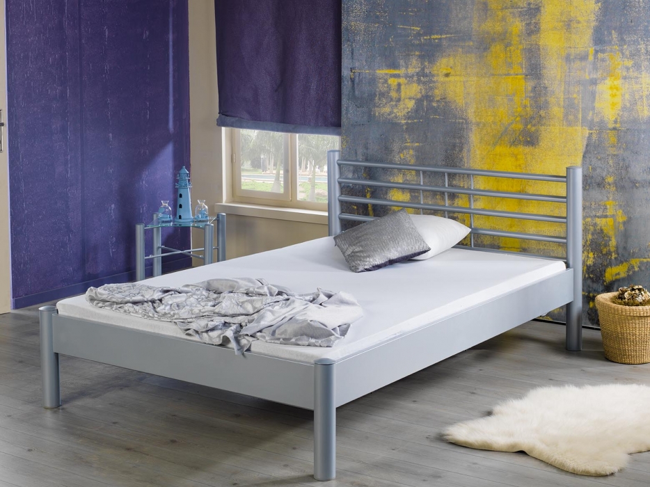 Modern metalen bed, tweepersoonsbed met ledverlichting, 4 praktische