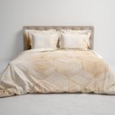 Lits-jumeaux dekbedovertrek 240x200/220 katoen 2 kanten beige met palmbladeren en beige kubussen