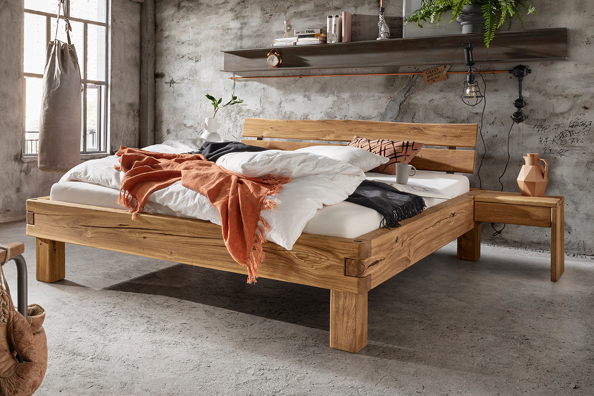 Robuust houten balkenbed Jefferson