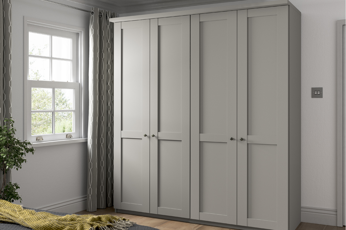 Draaideurkast Comfort Rustic 4 drs kiezelgrijs
