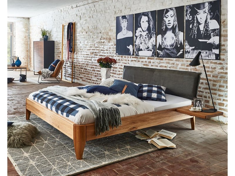 Houten bed Odense met antraciet hoofdbord