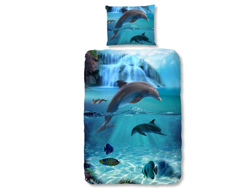 Mooi blauw overtrek met dolfijntjes