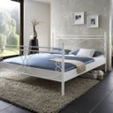 Metalen bed Asti mat wit structuur