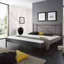 Metalen bed Modena mat zwart structuur