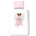 Wit/roze dekbedovertrek met schattig hondje