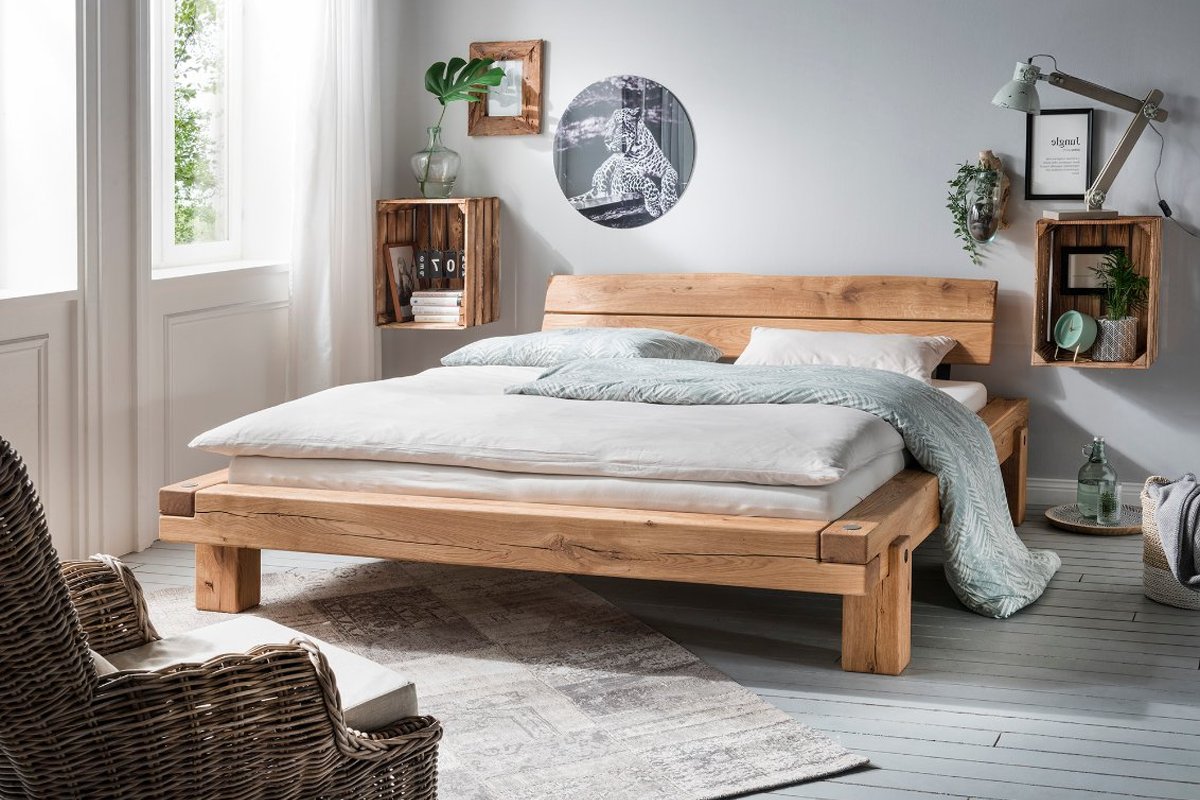 Massief houten bed Woody