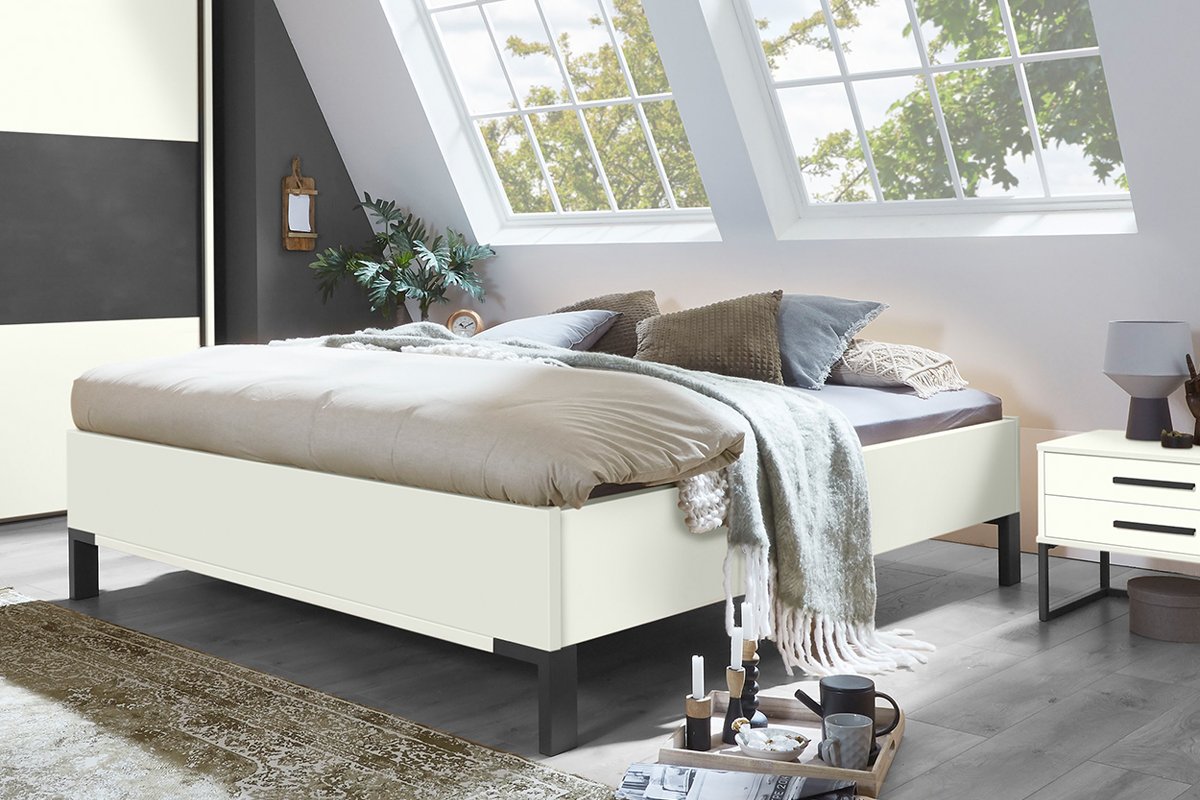 Tweepersoonsbed Comfort Minimal zonder hoofdbord roomwit