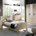 Bed op comforthoogte eiken white wash