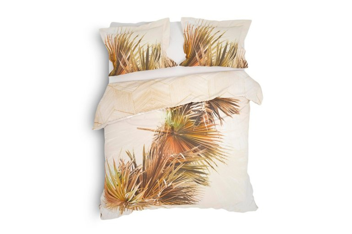 1 persoons, 2 persoons,Lits-jumeaux en Lits-jumeaux XL dekbedovertrek katoen 2 kanten beige met palmbladeren
