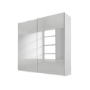 Zweefdeurkast met zijde grijs glas front en alpine witte romp