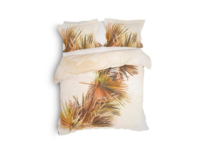 1 persoons, 2 persoons,Lits-jumeaux en Lits-jumeaux XL dekbedovertrek katoen 2 kanten beige met palmbladeren