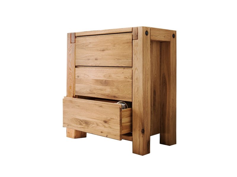 Robuuste massief houten commode Logan met 3 laden