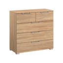 Ladenkast met 2 smalle en 3 brede laden wild eiken