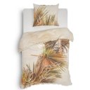 1 persoons dekbedovertrek 140x200/220 katoen 2 kanten beige met palmbladeren en kubussen