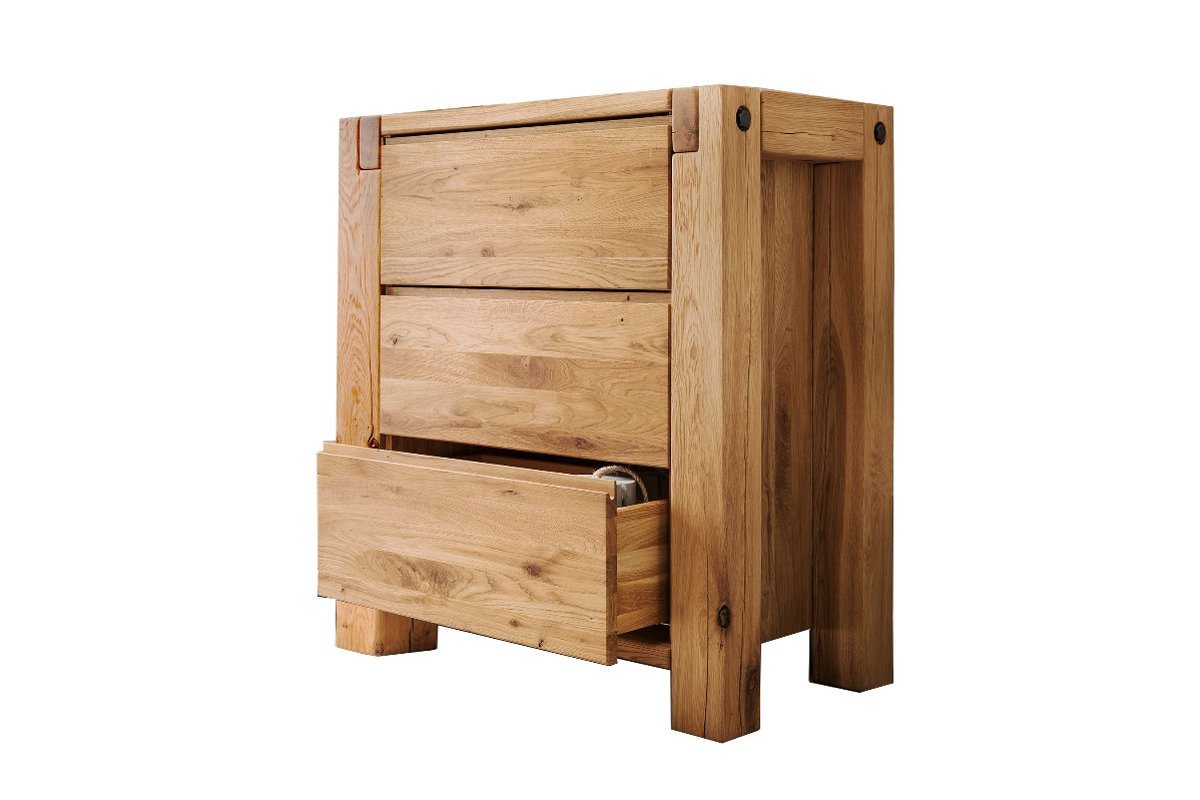 Robuuste massief houten commode Logan met 3 laden
