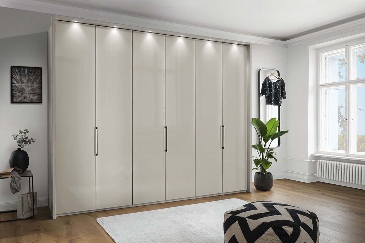 Draaideurkast Elegance One Champagne staallook handgrepen