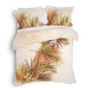 2 persoons dekbedovertrek 200x200/220 katoen 2 kanten beige met palmbladeren en kubussen