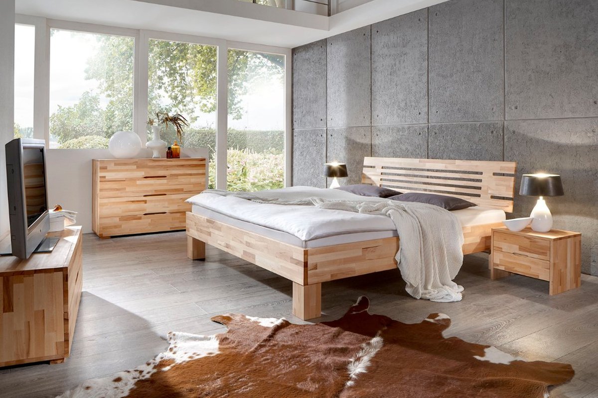 Massief houten bed Lars kern beuken geolied