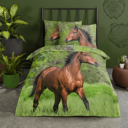 Kinder dekbedovertrek paard in wei op bed