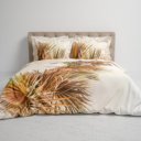 Lits-jumeaux dekbedovertrek 240x200/220 katoen 2 kanten beige met palmbladeren en kubussen