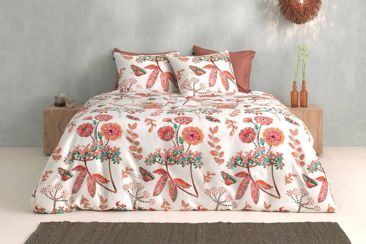 NODATE Vlinder eenpersoonsdekbedovertrek set roze bloemen beddengoed