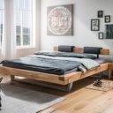 Balkenbed tweepersoonsbed massief eiken