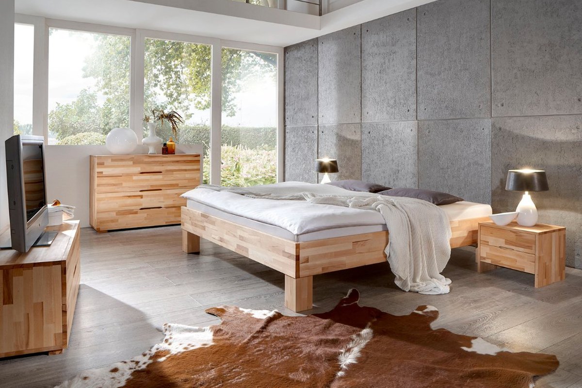 Massief beuken houten bed Sjors