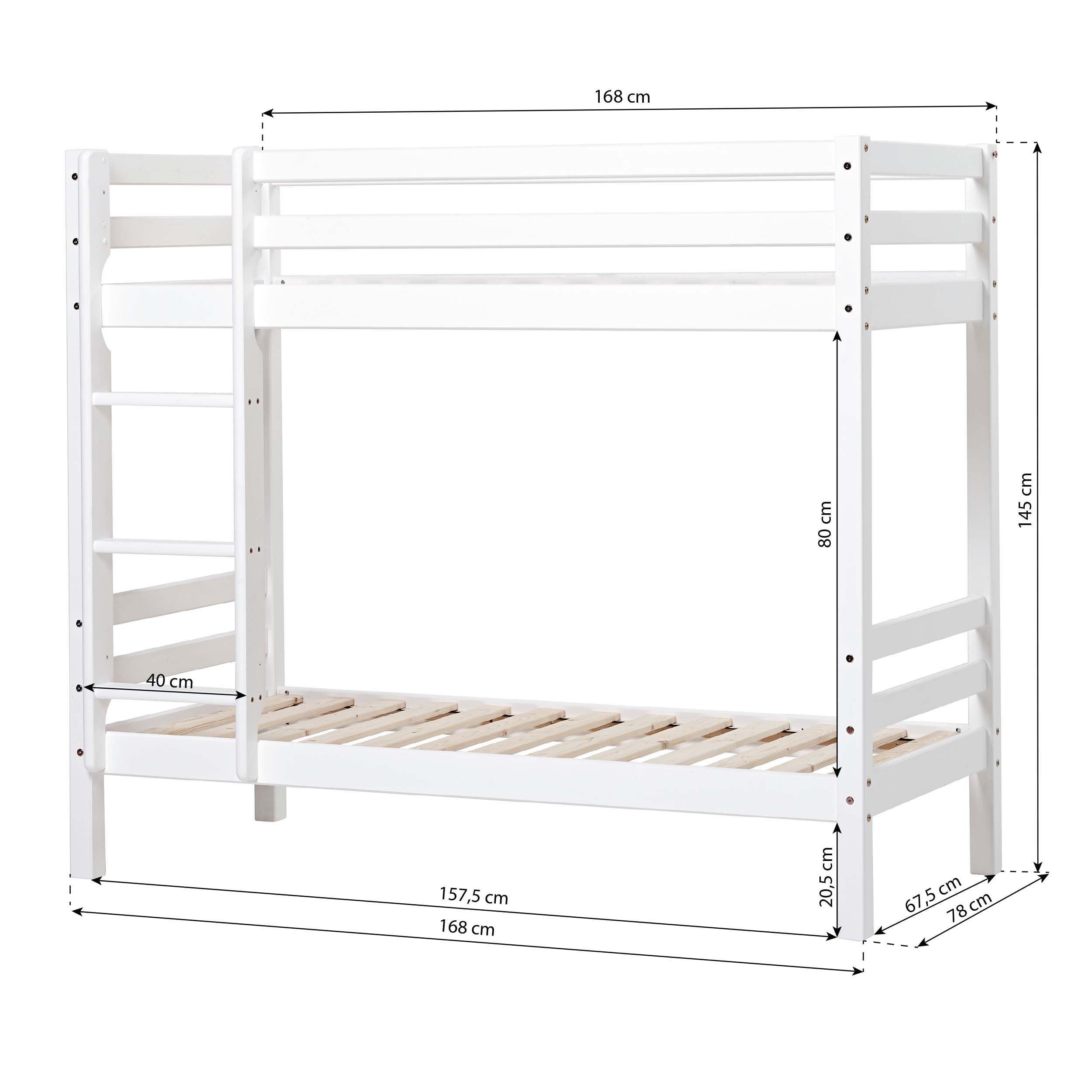 Stapelbed wit voor kinderen 70 x 160 Slaapkamerweb
