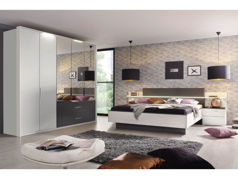 Ledikant Premium Jola alpine wit met grafiet details