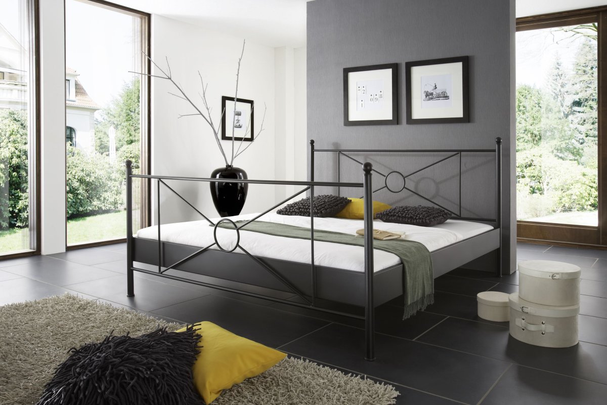 Metalen bed Monza mat zwart structuur