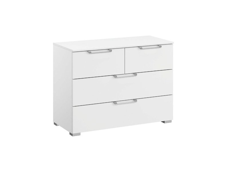 Witte commode met laden en zilveren handgrepen
