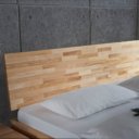 Detail hoofdbord houten bed Tim kern beuken geolied