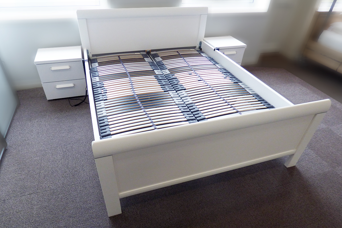 Tweepersoonsbed 140x200 cm in kunstleer met LED - 4 lades - met