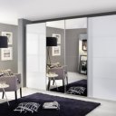 Luxe kledingkast frontkeuze 2 met witglas deuren en spiegeldeuren