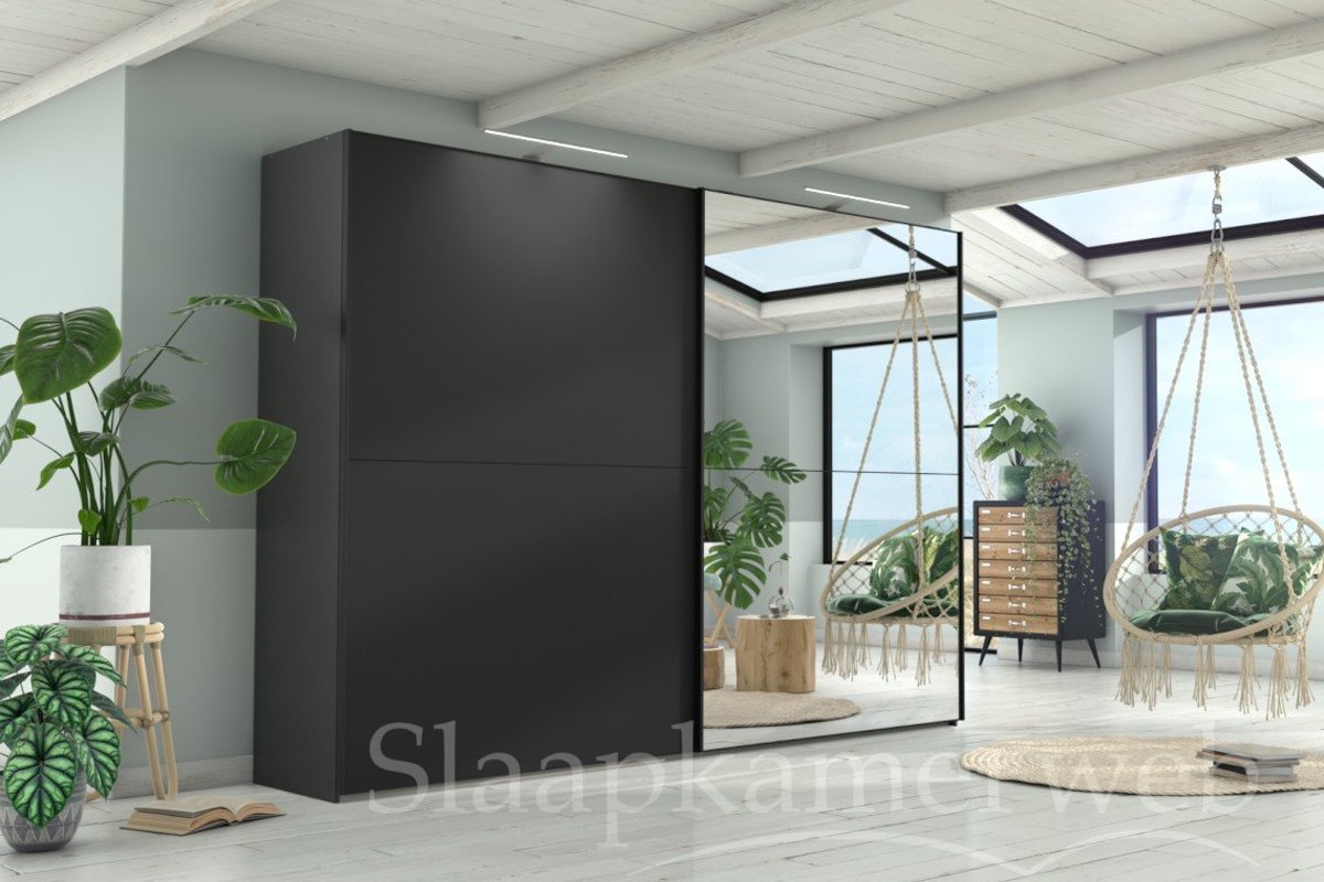 Luxe bijna zwarte kledingkast (kleur antraciet)