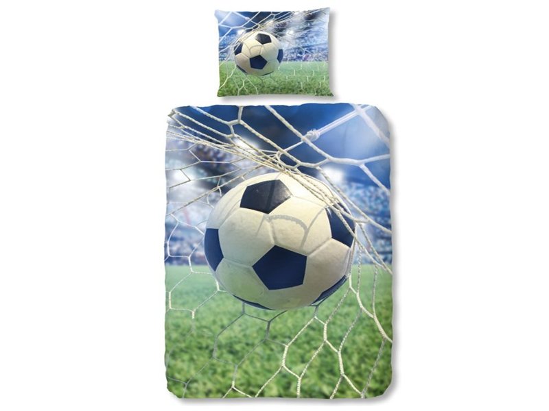Dekbedovertrek met voetbal in goal