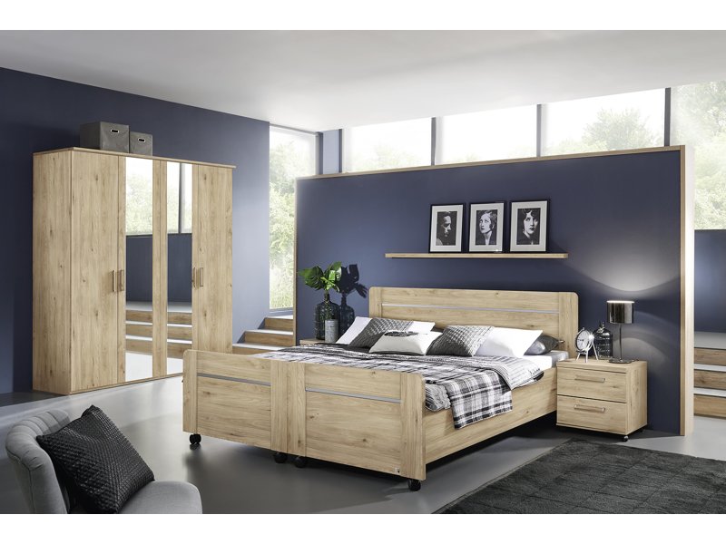 Seniorenbed uitrijdbaar eiken white wash
