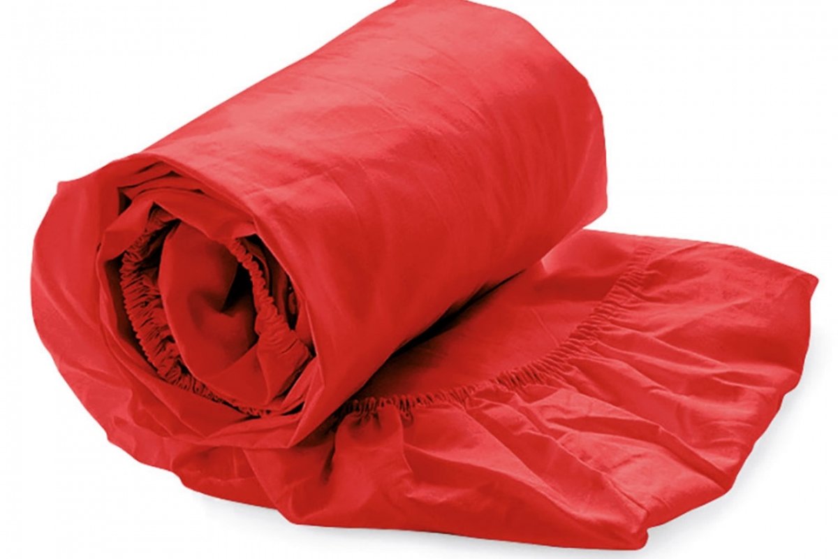 Rood katoen satijnen hoeslaken