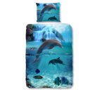 Mooi blauw overtrek met dolfijntjes