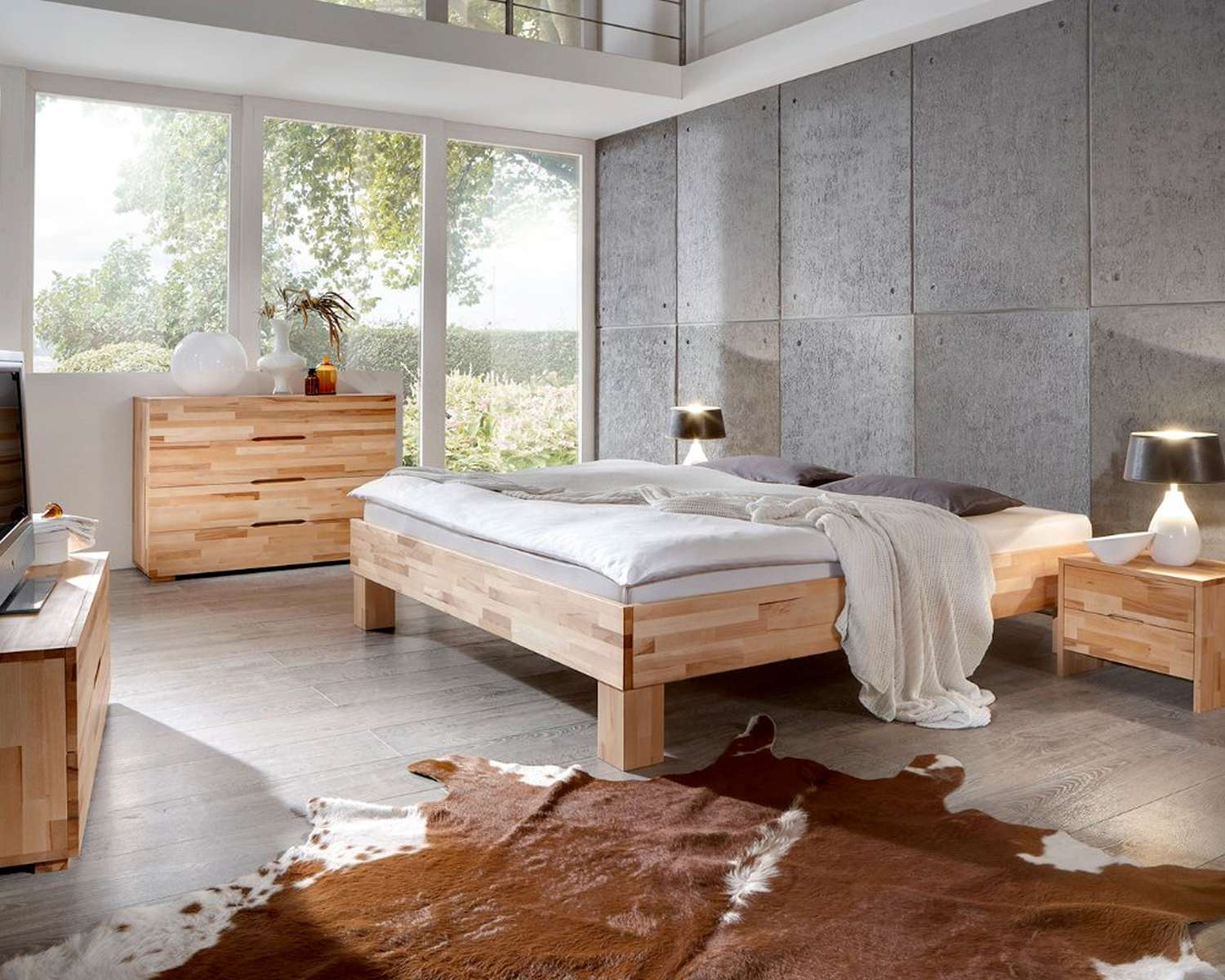 Massief beuken houten bed Sjors