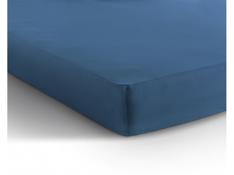 Blauw dubbel jersey hoeslaken