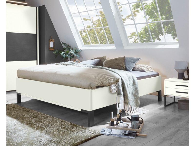 Tweepersoonsbed Comfort Minimal zonder hoofdbord roomwit