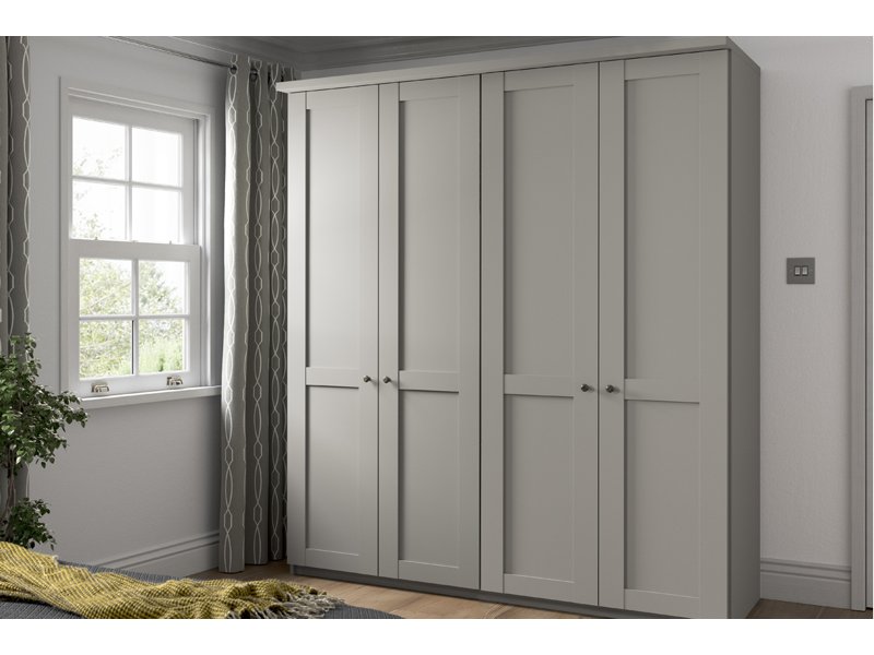 Draaideurkast Comfort Rustic 4 drs kiezelgrijs