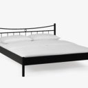 Mat zwart structuur metalen bed Svenja