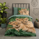 Kinder dekbedovertrek leeuwen welpjes op bed