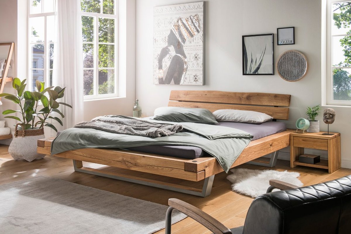 Massief eiken balken bed