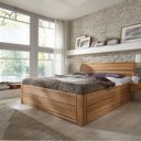 Eiken geolied houten bed met laden