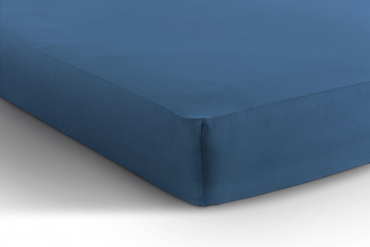 Blauw dubbel jersey hoeslaken